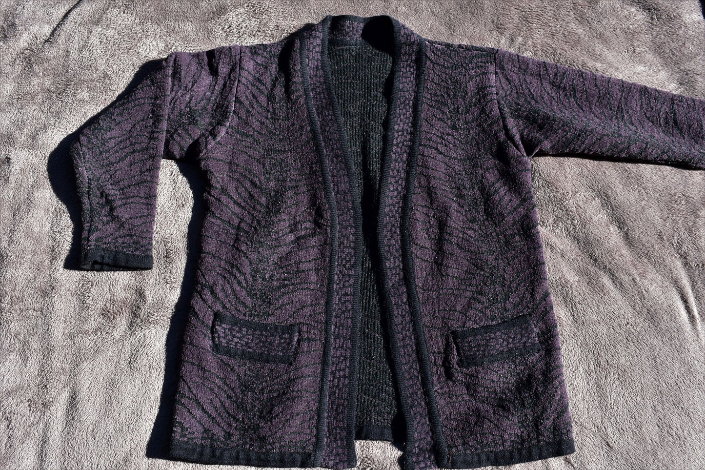 Dark Purple and Black Vintage Cardigan