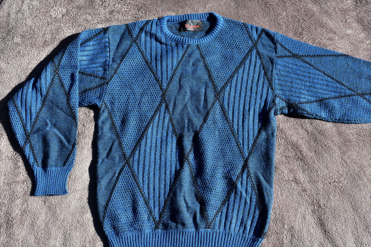 Vintage Blue Diamond Pullover Sweater