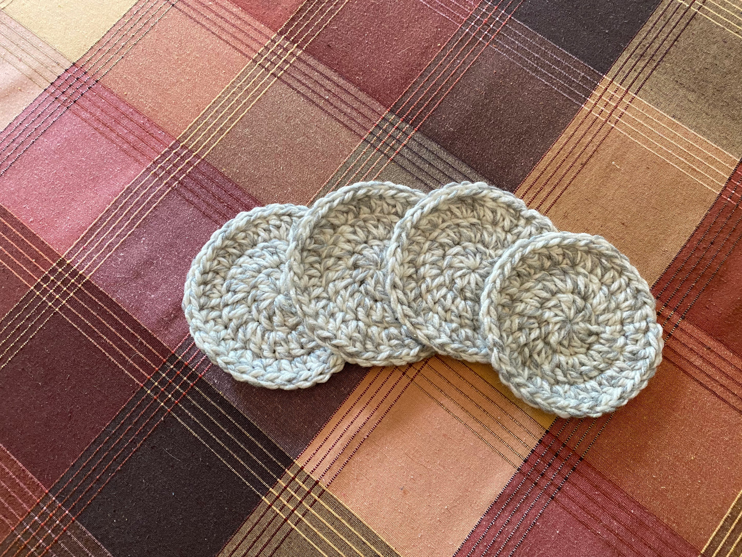 Grey and White Crochet Coasters (Set of 4)