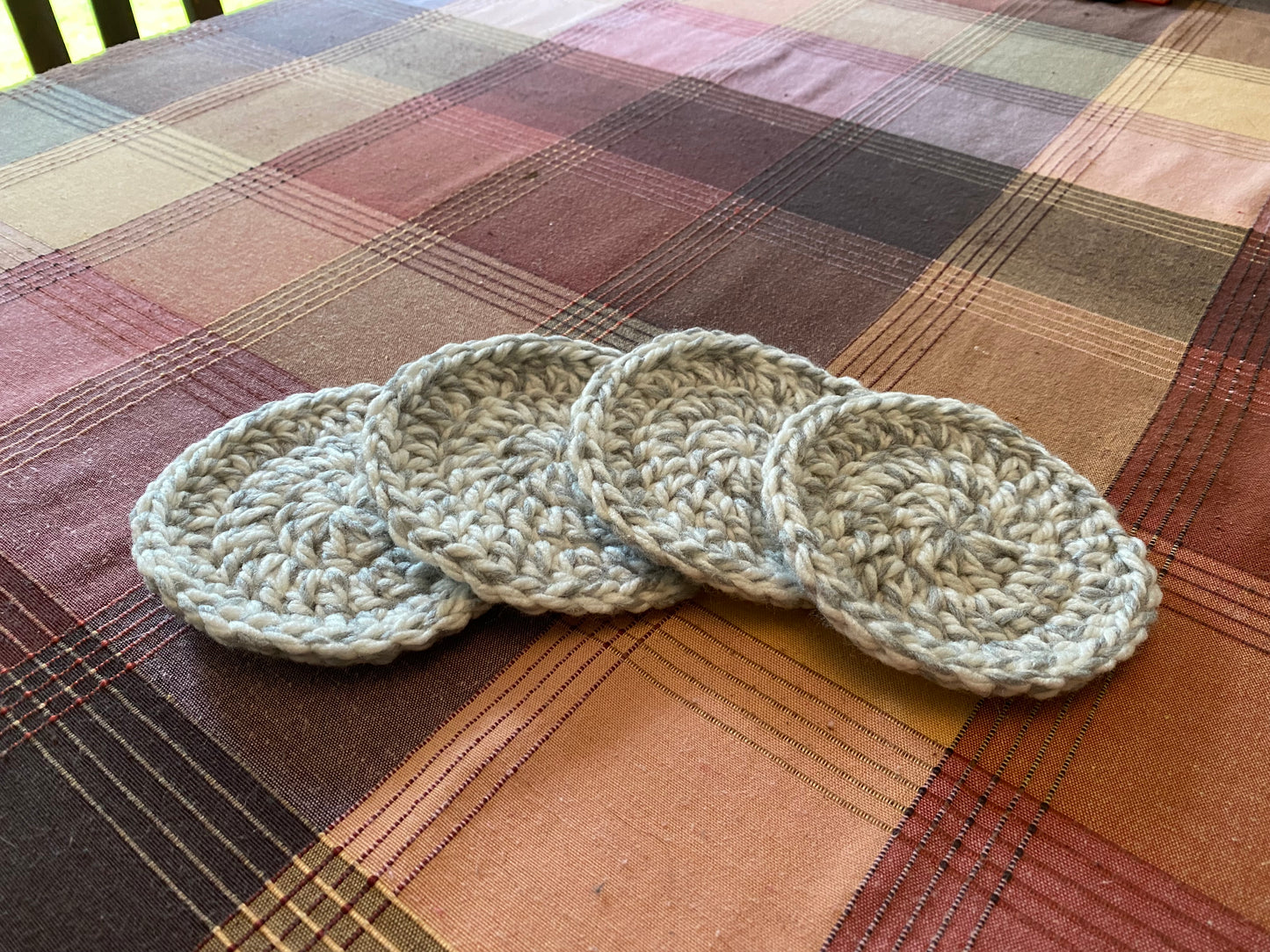 Grey and White Crochet Coasters (Set of 4)