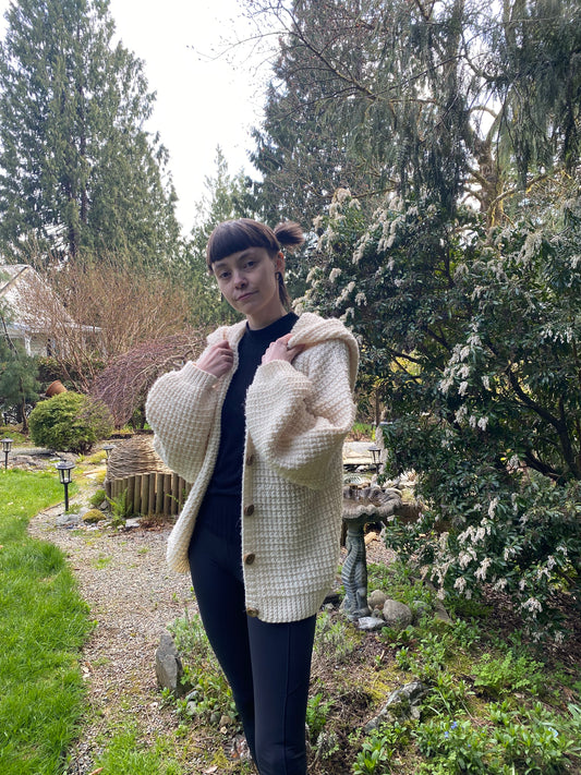 Handmade Secondhand Button-up Hooded Sweater