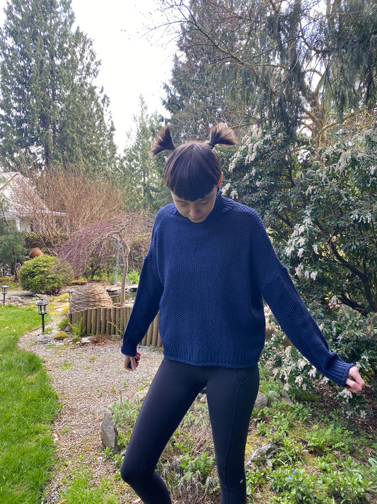 Handmade Secondhand Blue Turtleneck Sweater