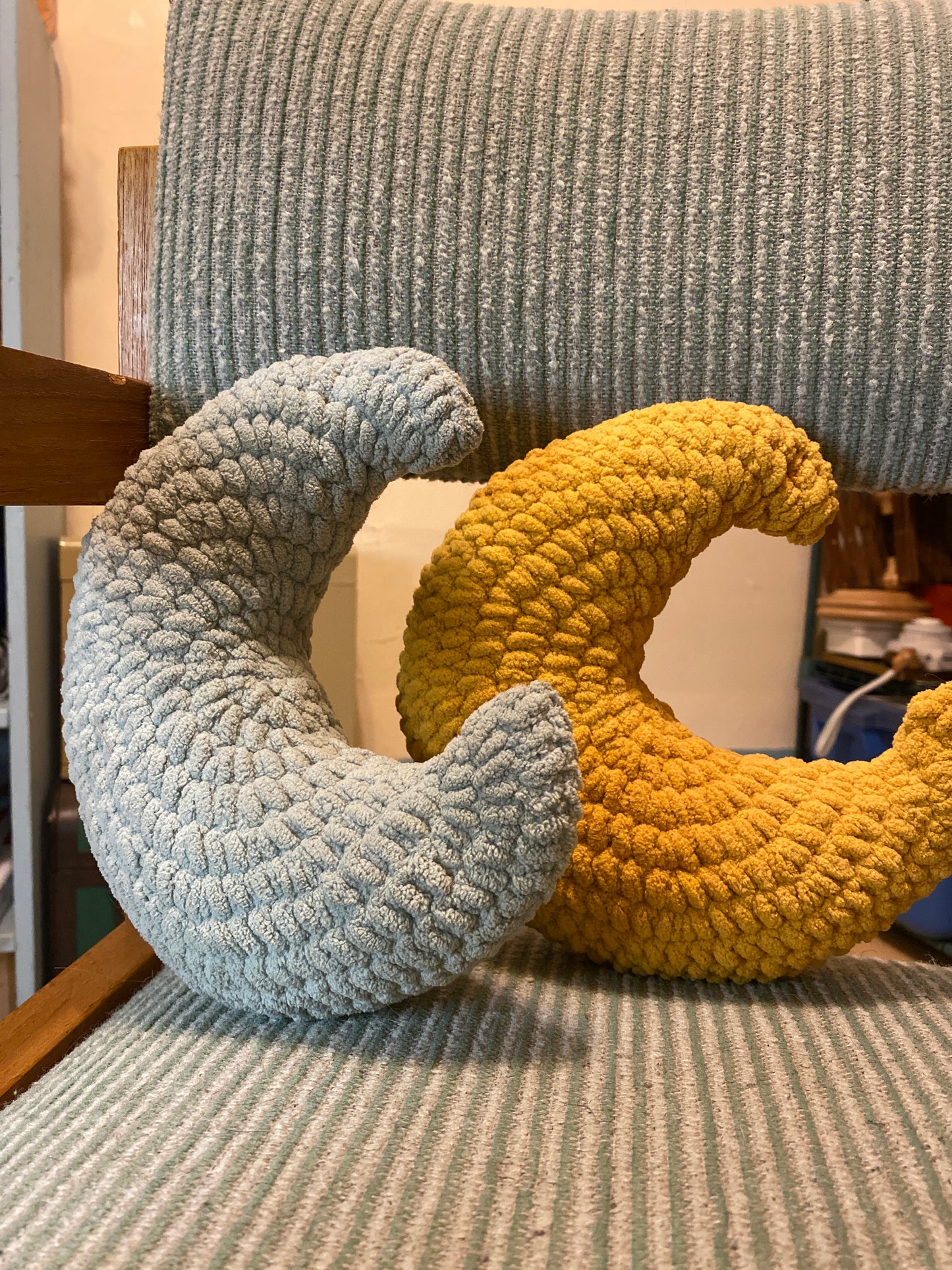 Handmade Crochet Crescent Moon Pillow