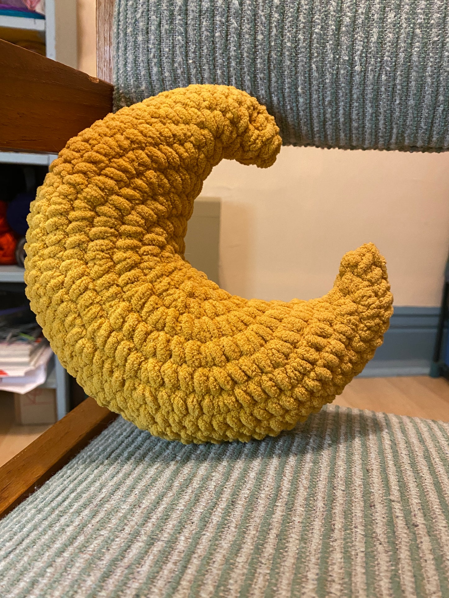 Handmade Crochet Crescent Moon Pillow