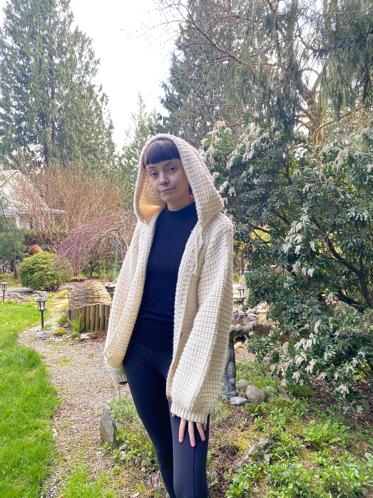 Handmade Secondhand Button-up Hooded Sweater