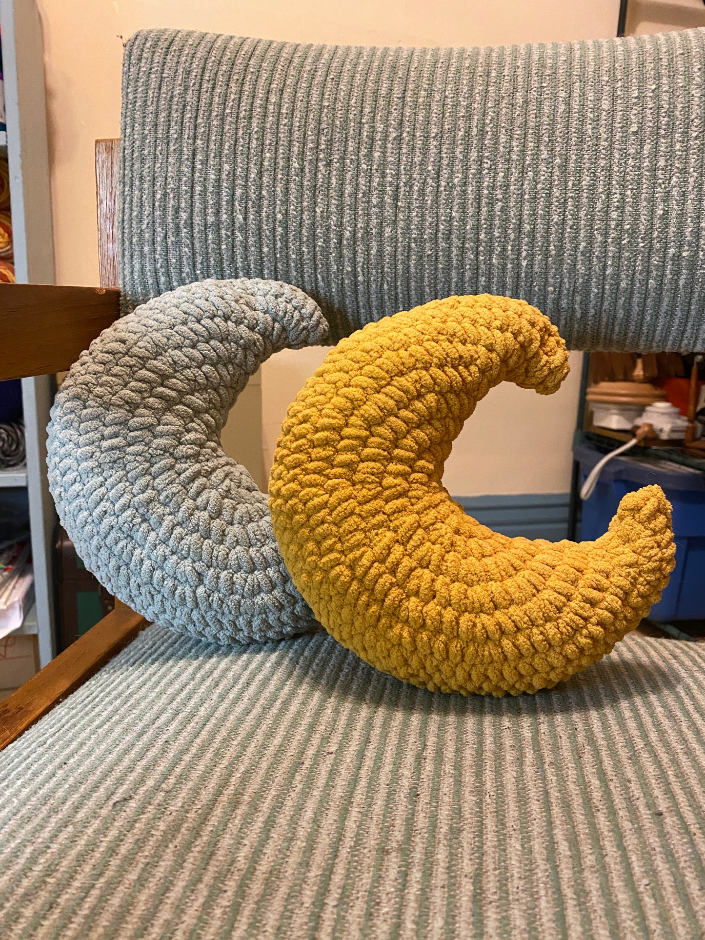 Handmade Crochet Crescent Moon Pillow