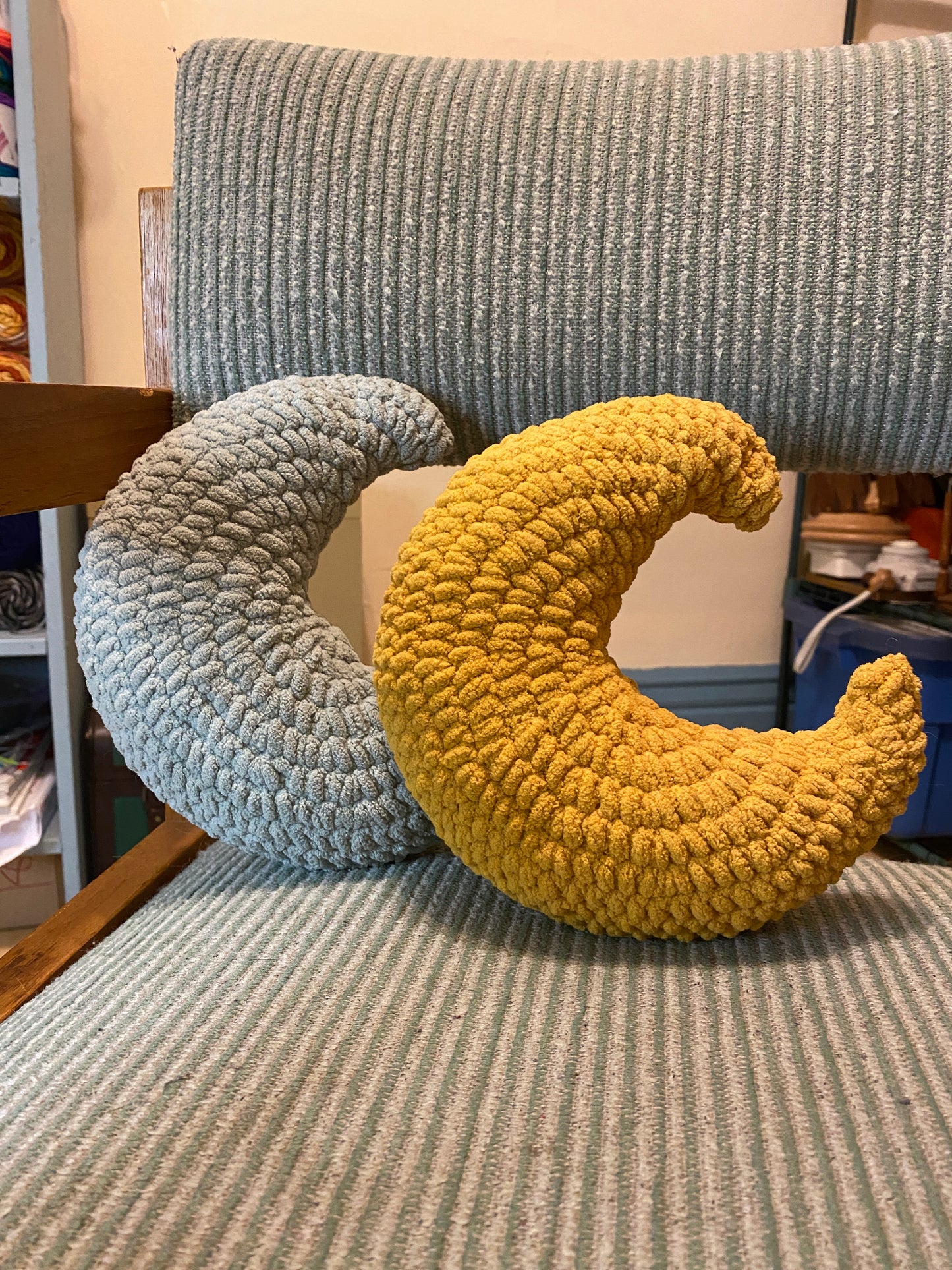 Handmade Crochet Crescent Moon Pillow