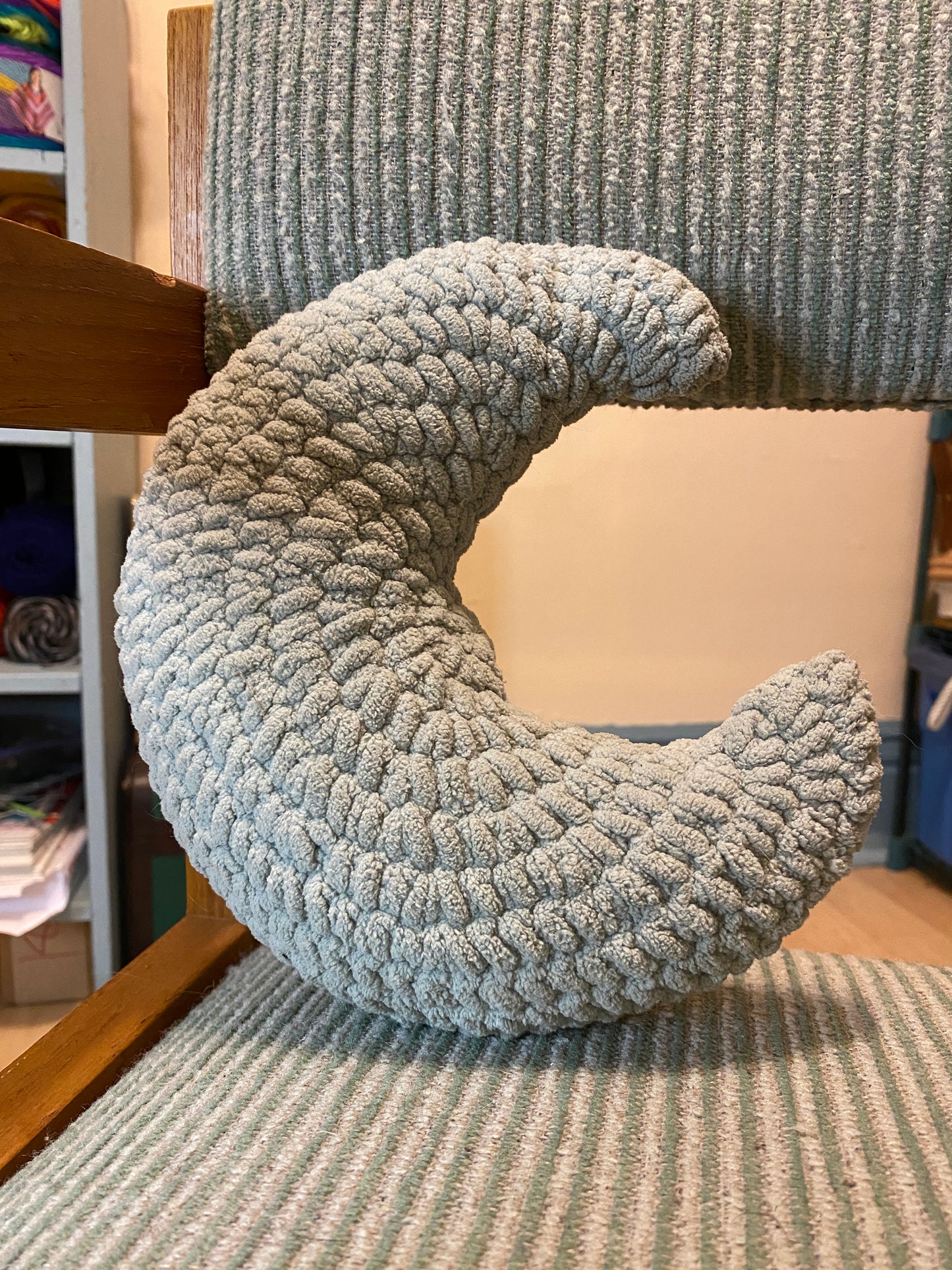 Handmade Crochet Crescent Moon Pillow